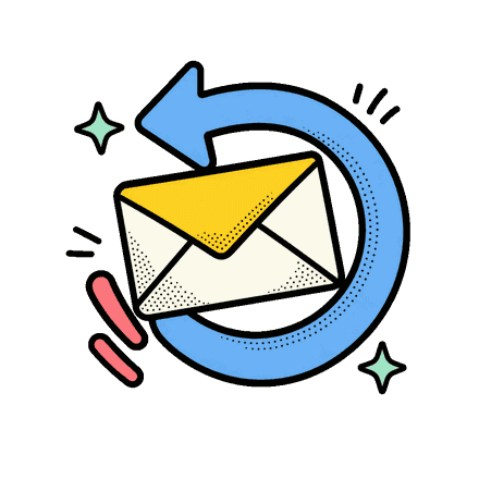Mail envelope inside a bold looping retry arrow
