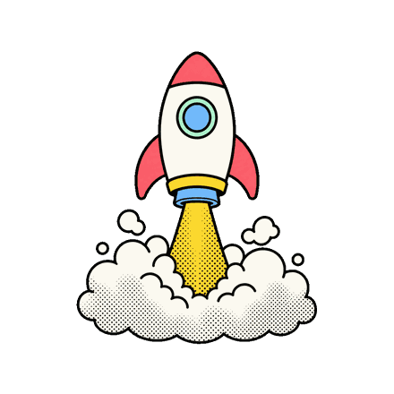 Small rocket lifting off on halftone smoke