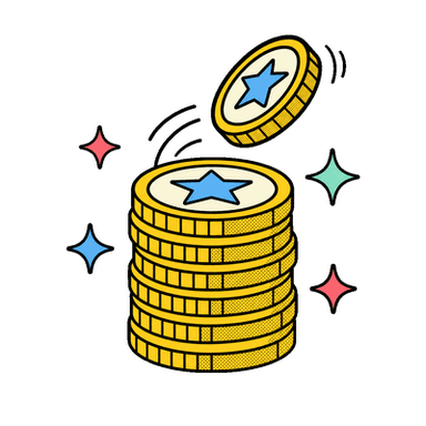 A stack of gold coins with one coin spinning off the top